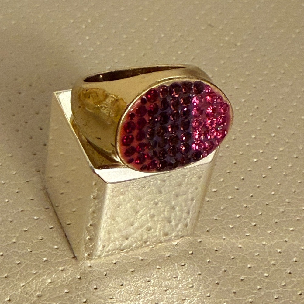 Elegant Pink and Purple Crystal Ring